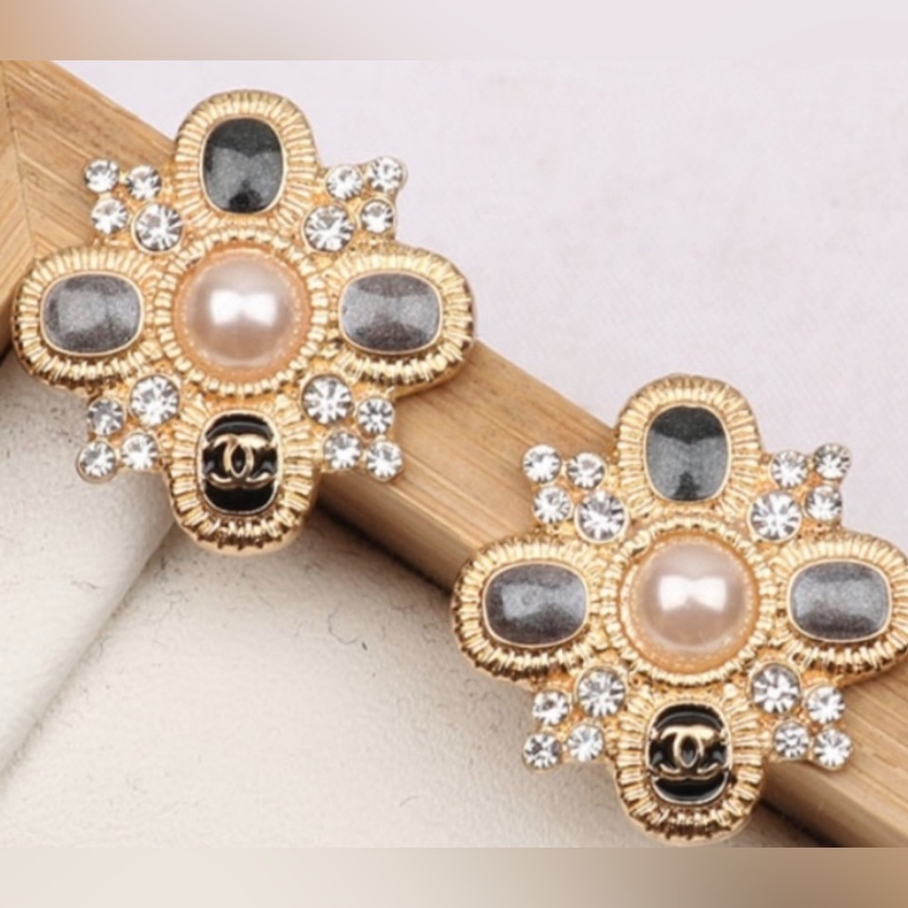 Gold, Silver and Pearl Vintage Style Earrings